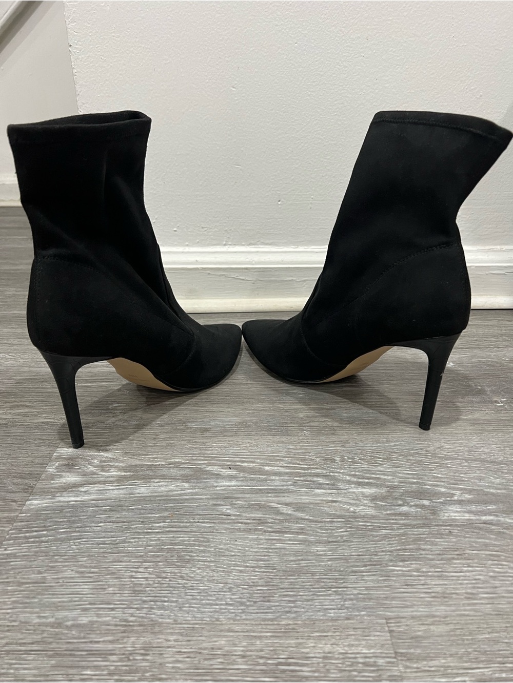 Nine West Black Pointed Stiletto Sock Booties